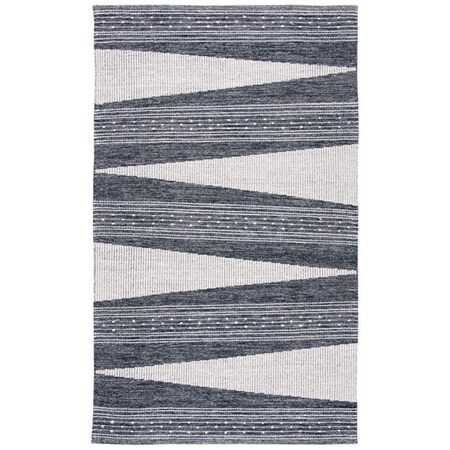 Safavieh 6 x 9 ft. Striped Kilim Contemporary Rectangle Hand Woven Rug Black & Ivory STK521Z-6